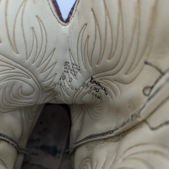 Laredo Vintage Mens 10 D Leather Western Cowboy Boots  Pointed Toe Embroidered - Picture 15 of 16